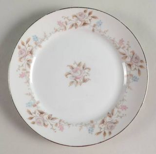 Lovely Elizabeth Salad Plate, Fine China Dinnerware   Pink&Blue Flowers,Rose In