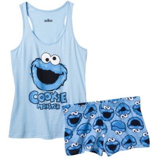 Sesame Street Juniors Tank/Short Pajama Set   Blue Cookie Monster L