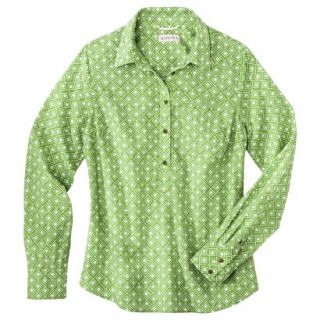 Merona Womens Popover Favorite Shirt   Green Print   XXL