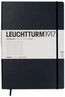 LEUCHTTURM1917 334917 Notizbuch Master Slim (A4+), 121 Seiten, liniert schwarz: Bürobedarf & Schreibwaren