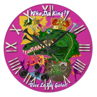Mardi Gras King Gator Important View Hints Wall Clocks