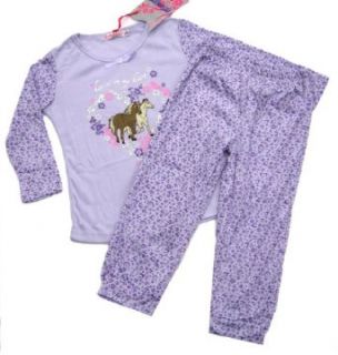 FESH Kids, süßer Mädchen Schlafanzug, Pyjama, lang, lila, Pferde, Größe 146/152, M242.12: Bekleidung