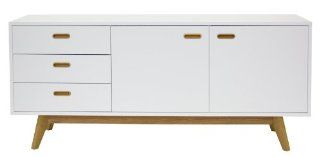 Tenzo 2175 001 Bess   Designer Sideboard, Untergestell Eiche massiv, 72 x 170 x 43 cm, weiß / eiche / lackiert matt: Küche & Haushalt