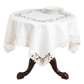 Ivory Embroidered Cutwork Table Topper or Runner Table Linens