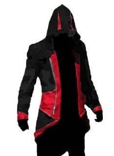 Assassin's Creed 3 III Connor Kenway Cosplay Kostüm Freizeitjacke (Schwarz+Rot),Größe L:(69 71 zoll,175 180cm): Spielzeug
