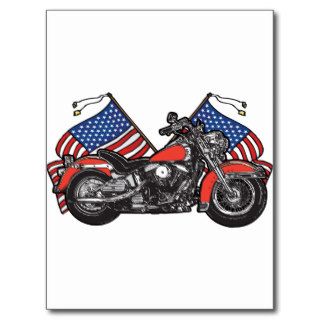 American Flags Patriotic Motorcycle Post Cards