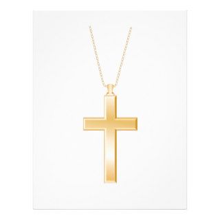 Gold cross and chain, looks like real jewelry. custom letterhead