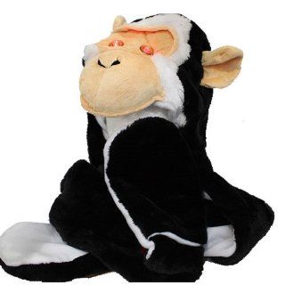 PLUSH FAUX FUR BLACK AND WHITE HAT, SCARF AND LONG MITTENS   MONKEY : Other Products : Everything Else