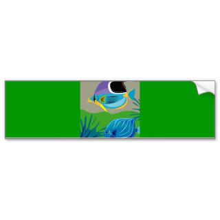 gif_0_Z 10 TROPICAL BLUE FISH cartoon vectors Bumper Sticker