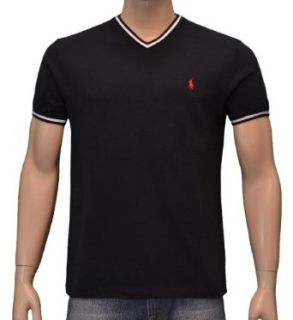 Polo Ralph Lauren Men V neck Classic Fit Pony Logo T shirt (Medium, Black/white trim) at  Mens Clothing store: Fashion T Shirts