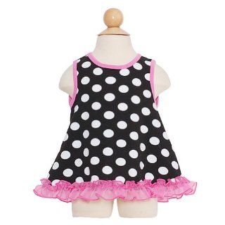 Reflectionz Baby Girls Size 12M Black Polka Dot Pink Trim Smock Top: Reflectionz: Clothing