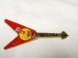 Hard Rock Cafe Stockholm Gibson Flying V Guitar, Red, Lapel Pin 