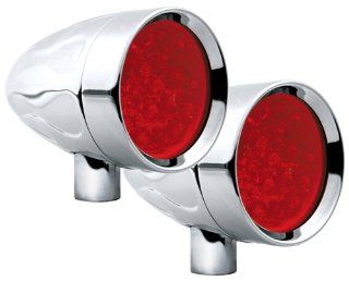 Adjure NS11918 2 Beacon 1 Red Lens 2 Wire Flush Mount Flamed Chrome Target LED Motorcycle Bullet Light   Pair: Automotive