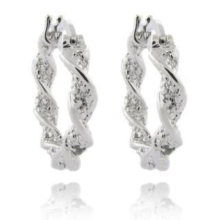 Finesque Sterling Silver Diamond Accent Twisted Hoop Earrings Finesque Diamond Earrings