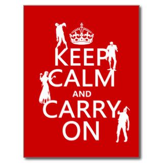 Keep Calm and Carry On (zombies) (any color) Postcards