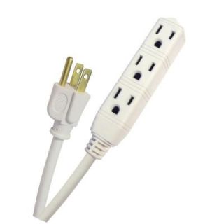 Home Accents Holiday 15 ft. 16/3 3 Outlet White Extension Cord AW62820