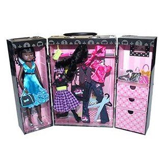 Imagination Girl Doll & Fashion Show Case Set African American 30 piece Set Includes a 15" Vinyl Doll, A Doll Case, Doll Outfits, Shoes Toys & Games