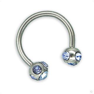 Piercing Horseshoe strass blue stainless steel #664, body jewellery: Jewelry