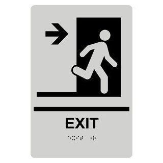ADA Exit Right Braille Sign RRE 242 BLKonPRLGY Enter / Exit  Business And Store Signs 