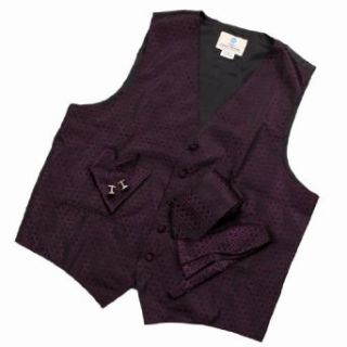 Purple Polka Dots Dress Vest Formal Vest for Wedding Gift Set Match Necktie for Men, Cufflinks, Handkerchief, Bow Tie for Tuxedo Y&G VS1032 L Large Purple at  Mens Clothing store: