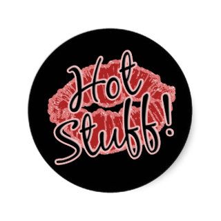 Hot stuff glitter lips round sticker