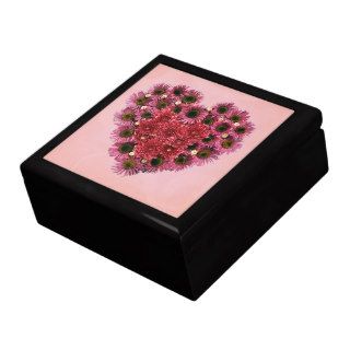 Pink Flowers Heart Wreath Keepsake Box