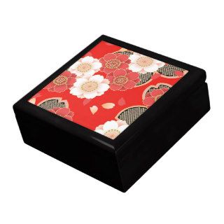 Cute Vintage Retro Floral Red White Vector Keepsake Box