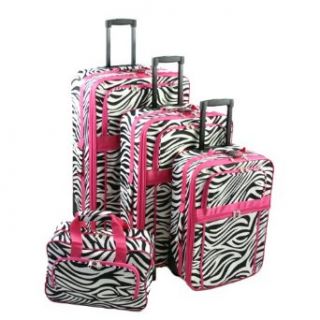 All Season Vacation Expandable 4 Piece Luggage Set   Pink Zebra Stripe: Clothing