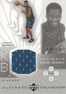 2001 02 Upper Deck Ultimate Collection Basketball Jerseys Silver #KW Kwame Brown #'d 102/125 Washington Wizards NBA Memorabilia Trading Card Sports Collectibles