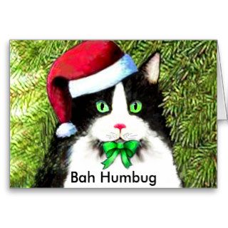 Christmas Kitty Cat Bah Humbug Greetings Cards
