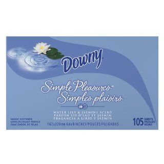 Downy Simple Pleasures Fabric Softener Sheets, Water Lily and Jasmine Scent, 105 Count Boxes (Pack of 3) Health & Personal Care