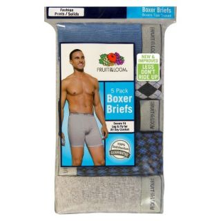 Fruit of the Loom Mens 5 Pack Argyle and Solid Boxer Briefs   XL