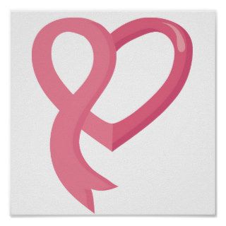 Breast Cancer Pink Heart Ribbon Print