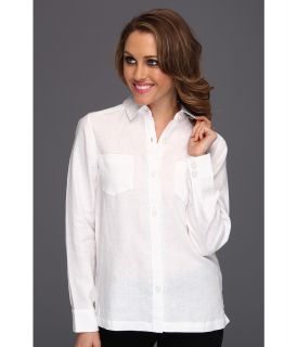 Pendleton Palisades Linen Shirt Womens Long Sleeve Button Up (White)