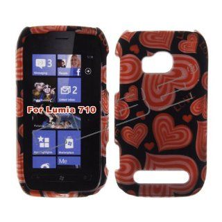For Nokia Lumia 710 Case Cover Multiple Hearts & Love Rubberized Design LTRDE 119: Cell Phones & Accessories