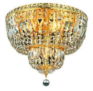 Elegant Lighting 2528F20G/RC Tranquil 16 Inch High 10 Light Flush Mount, Gold Finish with Crystal (Clear) Royal Cut RC Crystal   Chandeliers  