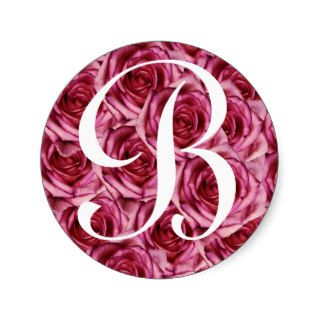 Monogram Letter B Pink Roses Sticker