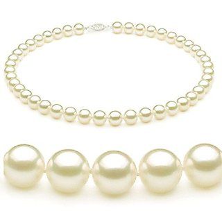 14K White Solid Gold Womens Pearl Necklace 16" Jewelry