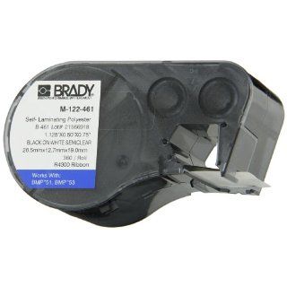 Brady M 122 461 Polyester B 461 Black on White/Clear Label Maker Cartridge, 1 1/8" Width x 1/2" Height, For BMP51/BMP53 Printers: Industrial & Scientific