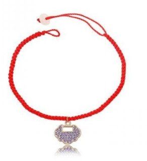Charm Jewelry Swarovski Crystal Element 18k Rose Gold Plated Tanzanite Wishful Lock Red String Rope Elegant Fashion Link Bracelet Z#139 Zg4f081b Jewelry