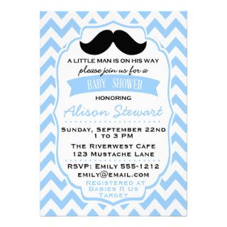 Little Man Mustache chevron Baby Shower invitation