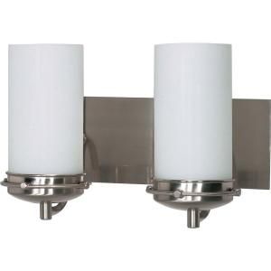 Glomar Polaris 2 Light Brushed Nickel Vanity with Satin Frosted Glass Shade HD 612