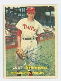 Curt Simmons AUTO 1957 Topps #158 Phillies: Sports Collectibles