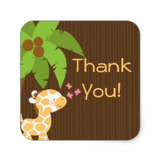 Cute Safari Giraffe Neutral Baby Shower Stickers