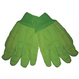 Global Glove C18GRC 100 Percent Cotton Corded Canvas Glove with Knit Wrist Cuff, Work, Large, Lime Green (Case of 144): Industrial & Scientific