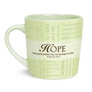 LCP Promises Of Hope Ceramic Coffee Mug With Scripture Card Verse Psalm 62:5: Kitchen & Dining