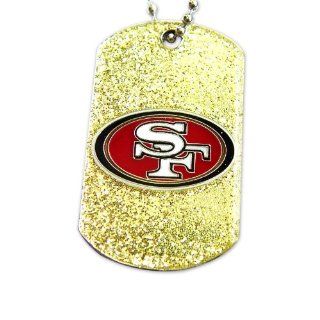 San Francisco 49ers Dog Fan Tag Glitter Sparkle Necklace NFL San Francisco 49ers Dog Fan Tag Glit : Sports Fan Necklaces : Sports & Outdoors