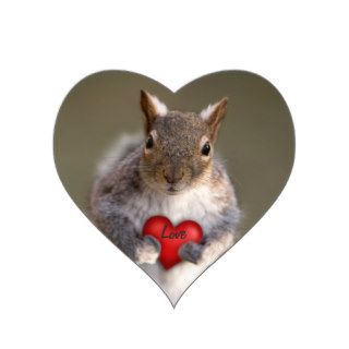 Squirrel Lover Heart Stickers
