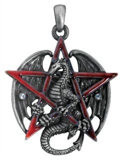 Gothic Red Pentagram Star Dragon Pendant Necklace Jewelry Accessory: Summit: Jewelry