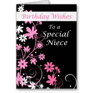 4084 Niece Birthday Wishes Pink and Black Card